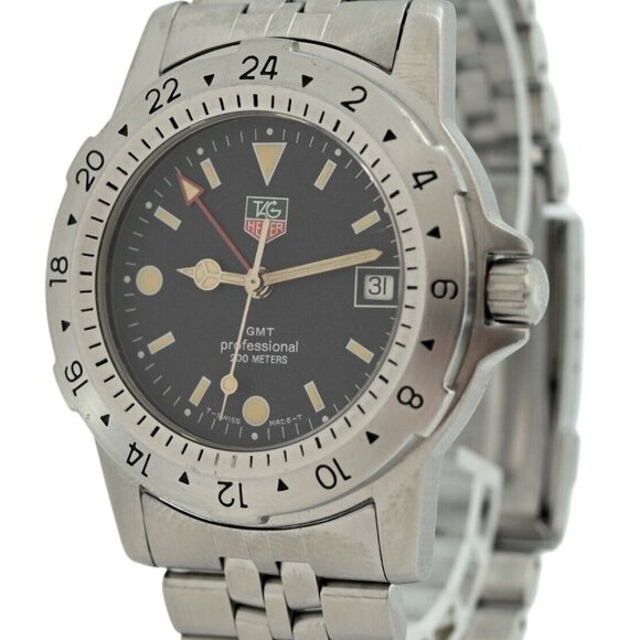 Tag Heuer Men's 40mm Professional 1500 Series Jumbo Black GMT Watch! 159.306/1! - Picture 2 of 10